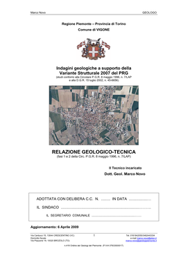 RELAZIONE GEOLOGICO-TECNICA (Fasi 1 E 2 Della Circ