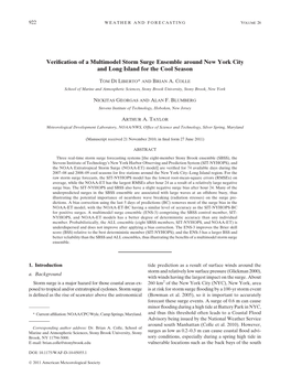 Verification of a Multimodel Storm Surge Ensemble Around New York City and Long Island for the Cool Season