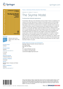 The Skyrme Model Fundamentals Methods Applications