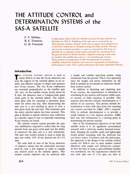 THE ATTITUDE CONTROL and DETERMINATION SYSTEMS of the SAS-A Satellite