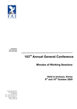 103Rd FAI General Conference