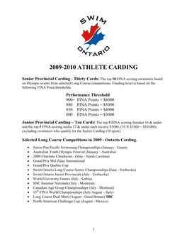 2009-2010 Athlete Carding