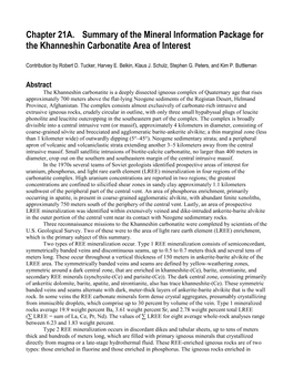 Summary of the Mineral Information Package for the Khanneshin Carbonatite Area of Interest