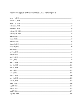 National Register of Historic Places 2013 Pending Lists