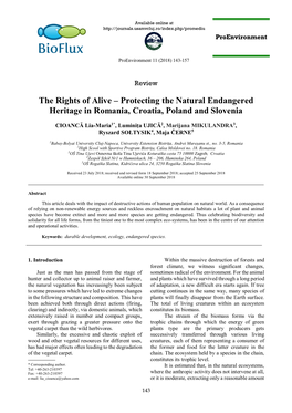 Protecting the Natural Endangered Heritage in Romania, Croatia, Poland and Slovenia