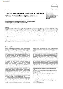 The Ancient Dispersal of Millets in Southern China: New