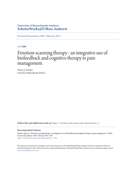 Emotion-Scanning Therapy : an Integrative Use of Biofeedback and Cognitive Therapy in Pain Management