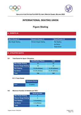 INTERNATIONAL SKATING UNION Figure Skating