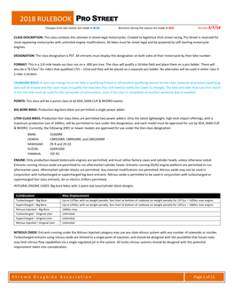 2018 RULEBOOK PRO STREET Changes from Last Season Are Made in BLUE