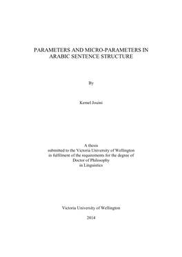 Parameters and Micro-Parameters in Arabic Sentence Structure