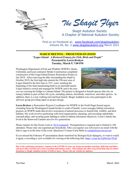 The Skagit Flyer Skagit Audubon Society a Chapter of National Audubon Society