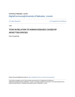 TICKS in RELATION to HUMAN DISEASES CAUSED by &lt;I