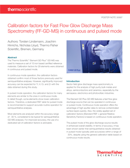 Calibration Factors for Fast Flow Glow Discharge Mass Spectrometry (FF-GD-MS) in Continuous and Pulsed Mode