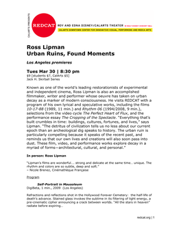 Ross Lipman Urban Ruins, Found Moments