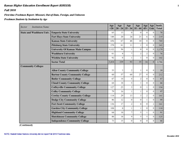 Kansas Higher Education Enrollment Report (KHEER) Fall 2010 Kansas