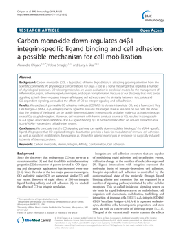 Carbon Monoxide Down-Regulates Α4β1 Integrin