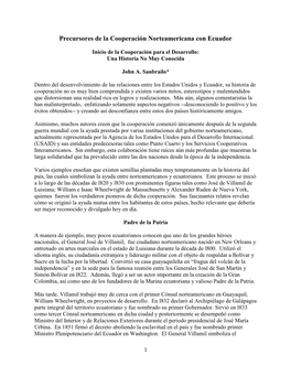 Precursores De La Cooperación Norteamericana Con Ecuador