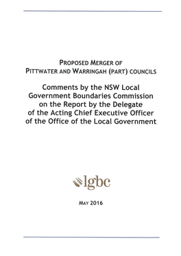 Pittwater and Warringah (Part) 1 Local Government Boundaries Commission