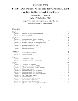Exercises from Finite Difference Methods for Ordinary and Partial