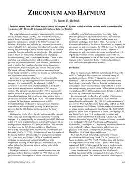 Zirconium and Hafnium in 1998