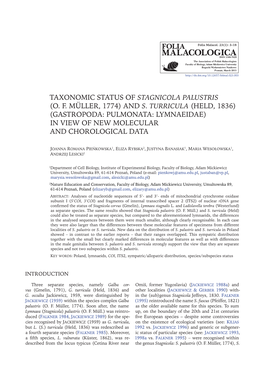 Taxonomic Status of Stagnicola Palustris (O