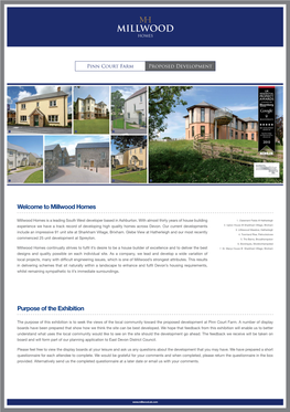 Millwood Homes Purpose of the Exhibition