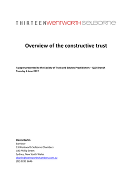 Overview of the Constructive Trust