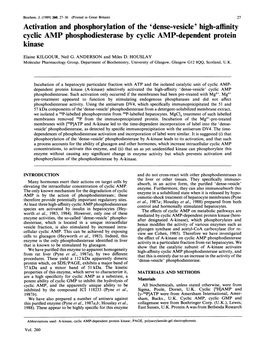 Activation and Phosphorylation of the 'Dense-Vesicle' High-Affinity Cyclic AMP Phosphodiesterase by Cyclic AMP-Dependent Protein Kinase