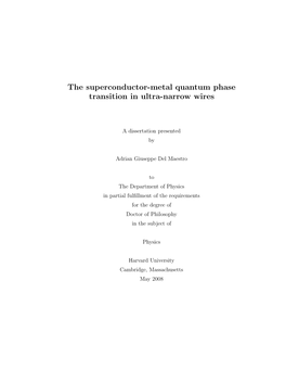 The Superconductor-Metal Quantum Phase Transition in Ultra-Narrow Wires