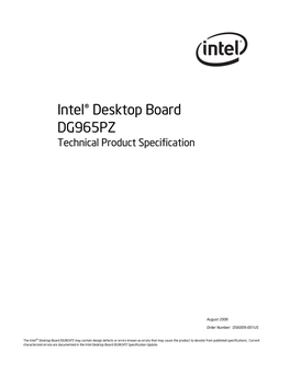 Intel® Desktop Board DG965PZ Technical Product Specification