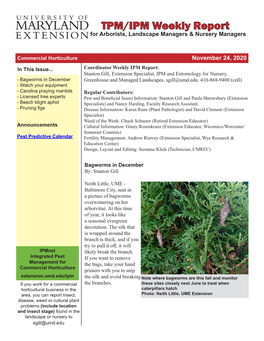 TPM/IPM Weekly Report for Arborists, Landscape Managers & Nursery Managers