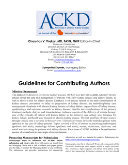 Guidelines for Contributing Authors