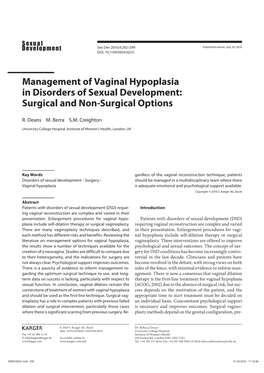 Management of Vaginal Hypoplasia in Disorders of Sexual Development: Surgical and Non-Surgical Options