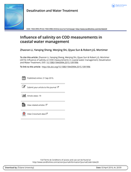 Influence of Salinity on COD Measurements in Coastal Water Management