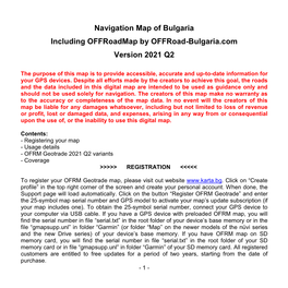 Navigation Map of Bulgaria Including Offroadmap by Offroad-Bulgaria.Com Version 2021 Q1