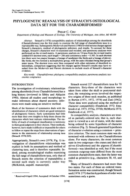 Phylogenetic Reanalysis of Strauch's Osteological Data Set for The