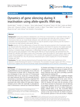 Dynamics of Gene Silencing During X Inactivation Using Allele-Specific RNA-Seq Hendrik Marks1*, Hindrik H