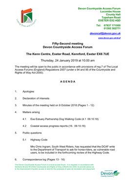 (Public Pack)Agenda Document for Devon Countryside Access Forum, 24/01/2019 10:00