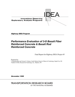 Performance Evaluation of 3-D Basalt Fiber Reinforced Concrete & Basalt