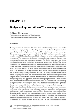 CHAPTER 9 Design and Optimization of Turbo Compressors