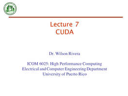 Lecture 7 CUDA