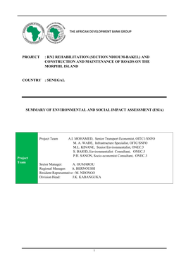 Rn2 Rehabilitation (Section Ndioum-Bakel) and Construction and Maintenance of Roads on the Morphil Island