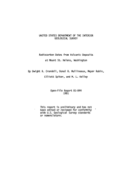 Radiocarbon Dates from Volcanic Deposits at Mount St. Helens, Washington