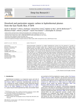 Dissolved and Particulate Organic Carbon in Hydrothermal Plumes from the East Paciﬁc Rise, 91500N