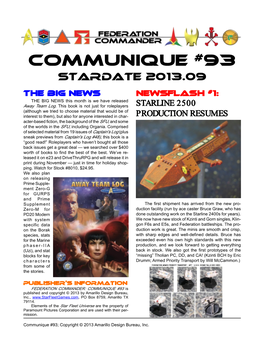 Communique #93 Stardate 2013.09