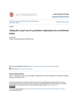 Out of Local News: Implications for an Informed Public