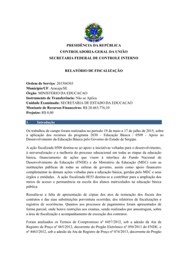 Presidência Da República Controladoria-Geral Da União Secretaria Federal De Controle Interno