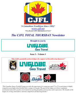 The CJFL TOTAL THURSDAY Newsletter