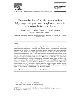 Characterization of a Microsomal Retinol Dehydrogenase Gene from Amphioxus: Retinoid Metabolism Before Vertebrates