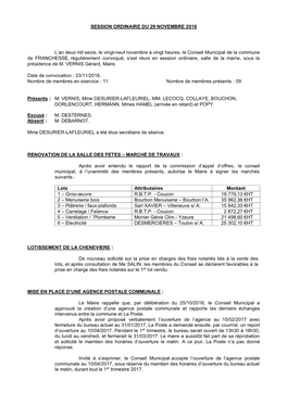 Compte- Rendu De La Reunion Du Conseil Municipal
